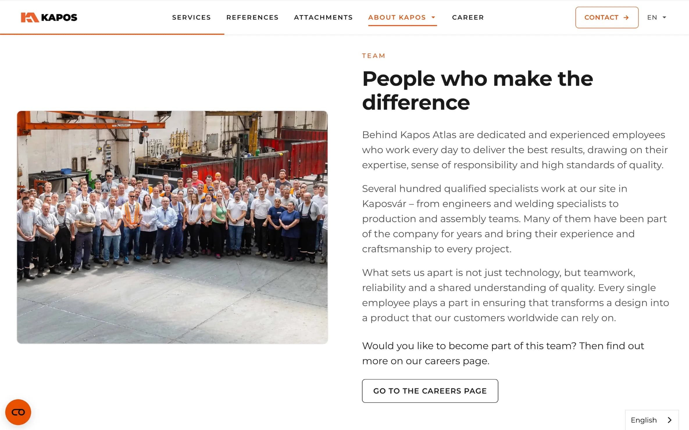 Kapos Atlas – Team am Standort Kaposvár