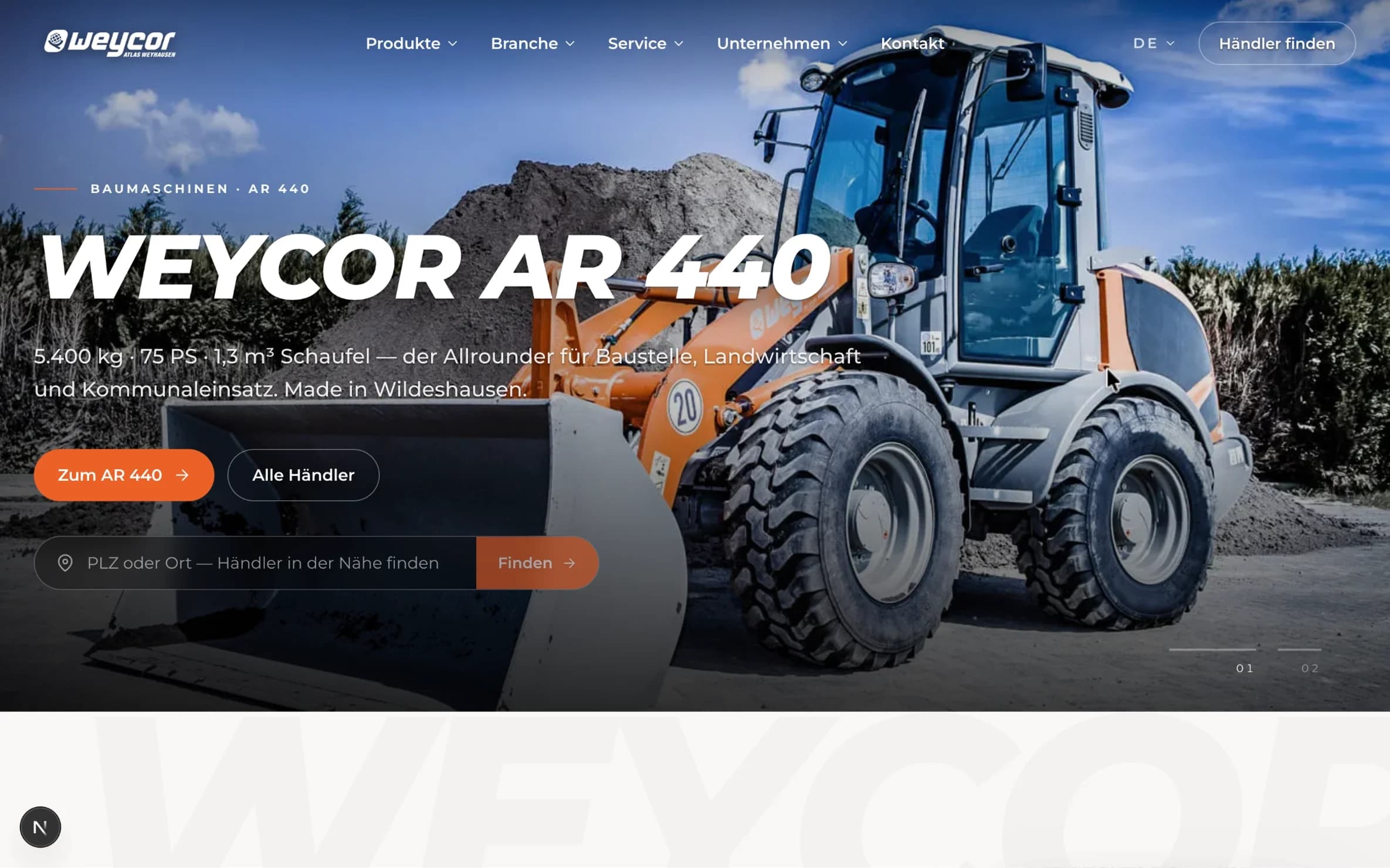 Weycor, Eine Webseite, die arbeitet.